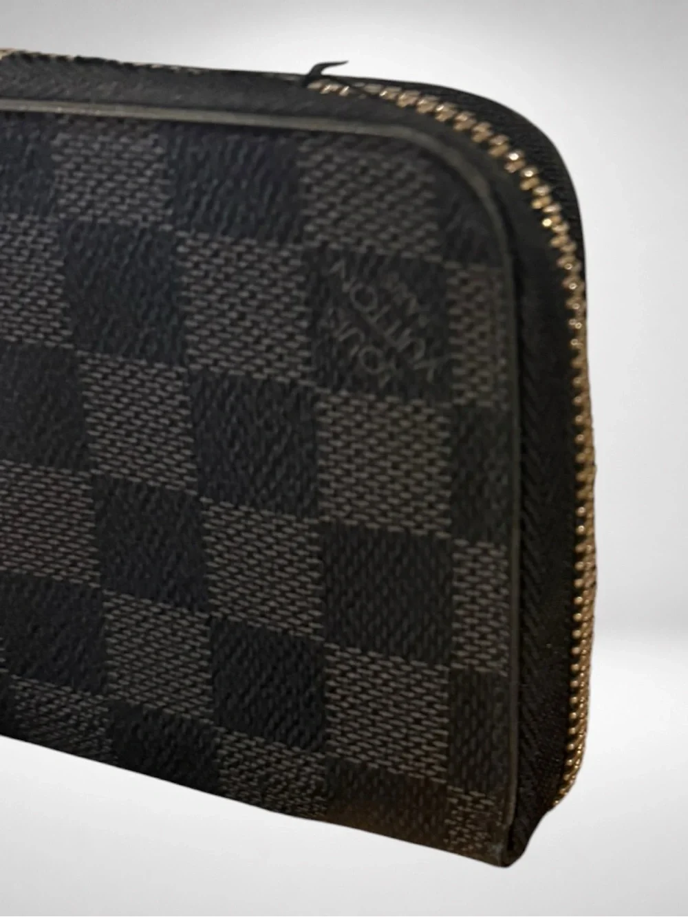 Louis Vuitton Damier Graphite Zip Around Long Wallet Black Gray Made in Spain